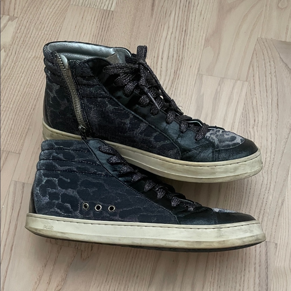 P448 Black and Gray Patterned High-Top Sneakers